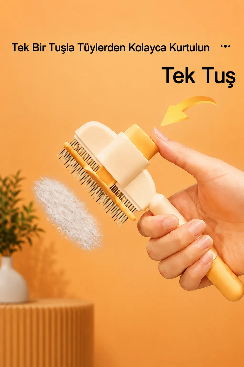 PufiCo Tek Tuşla Temizlenen Kedi Tarağı